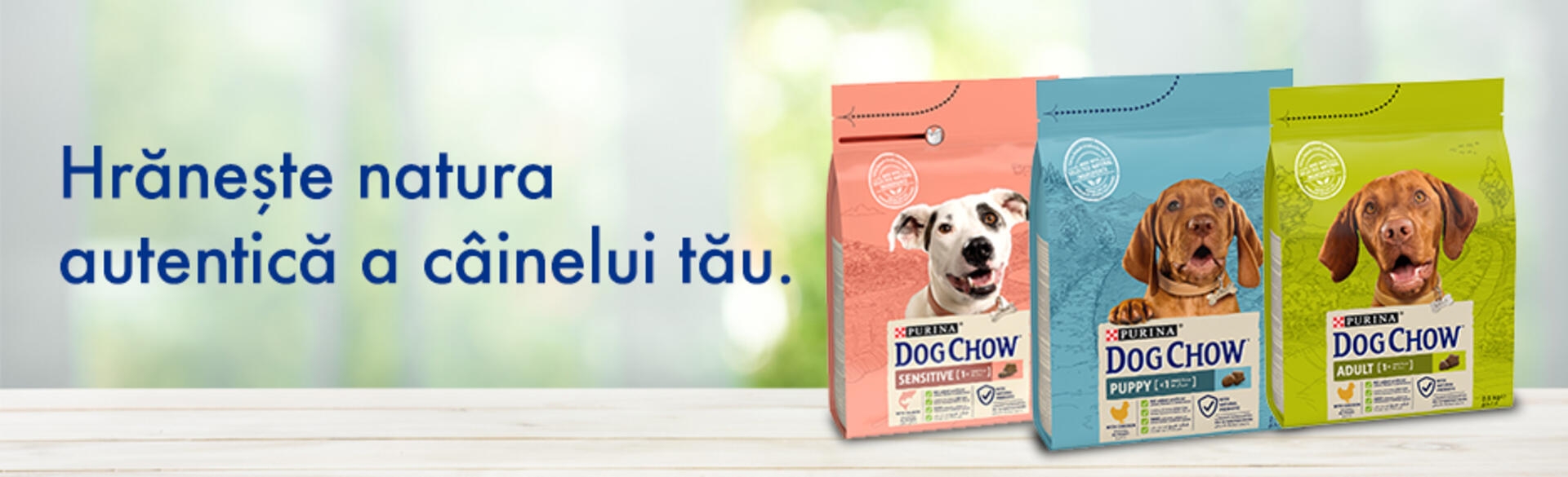 Dog Chow gama hrana caine banner
