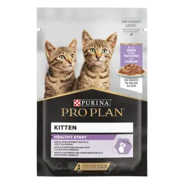PURINA® PRO PLAN® Kitten HEALTHY START cu curcan în sos, hrană umedă completă pentru puii de pisică