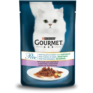 GOURMET PERLE, cu Vânat și Legume în sos, hrană umedă pentru pisici